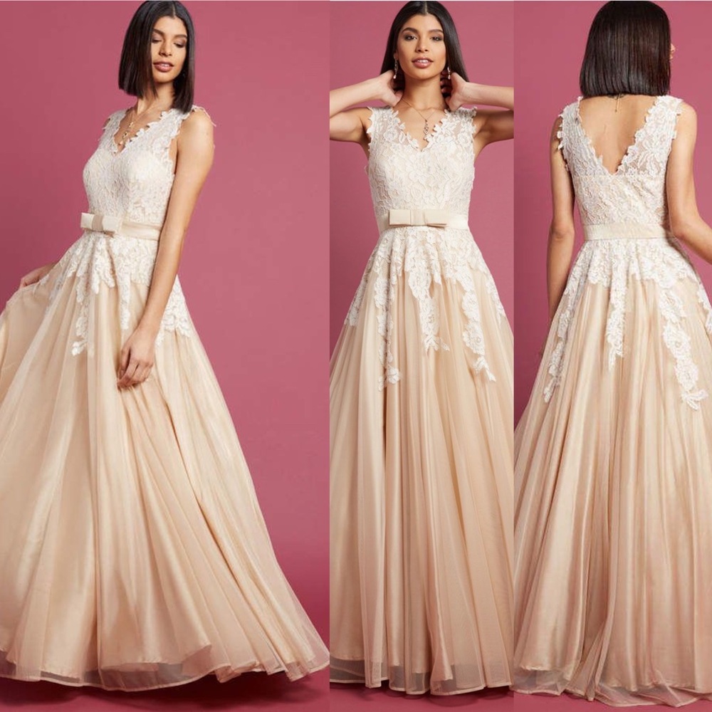 ModCloth Lace Wedding Dress Tea Color